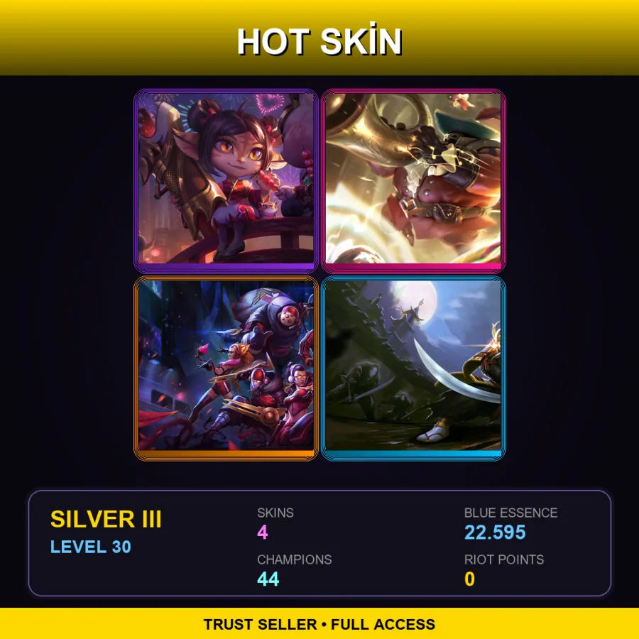EUW | Lv30 | Silver III | 4 Skin | 44 Champ