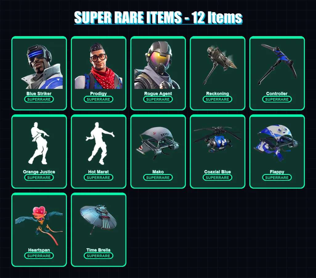 [PS4/PS5/XBOX/PC] | Blue Striker | Prodigy | Rogue Agent | Lynx | Ronin | 100 skin | 87 pickaxe | 109 emote | 95 glider | Lv1660