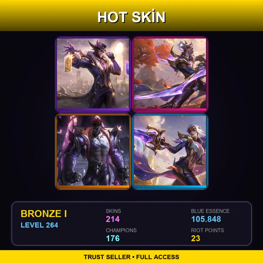 EUW | Lv264 | Bronze I | 214 Skin | 176 Champ