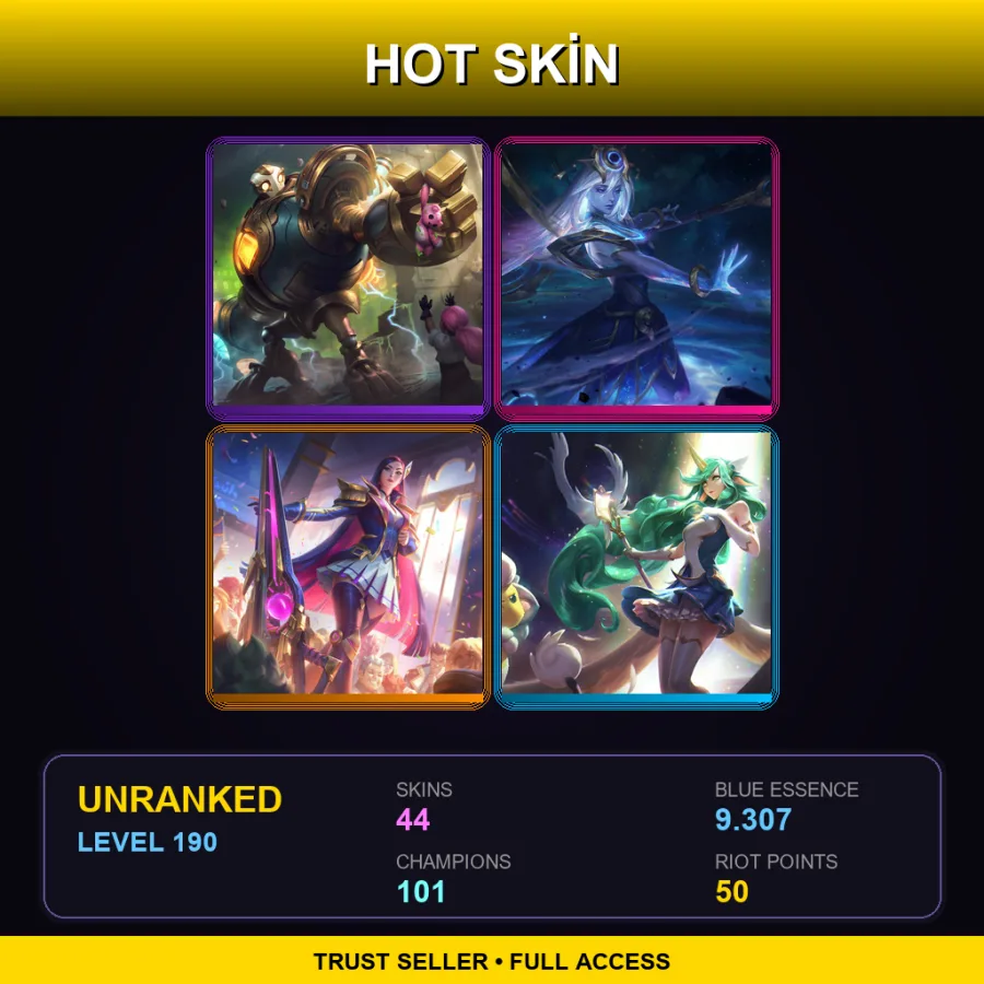 LAN | Victorious Blitzcrank | Cosmic Lux | Battle Academia Caitlyn | Star Guardian Soraka | 44 Skin | 101 Champ | Lv190