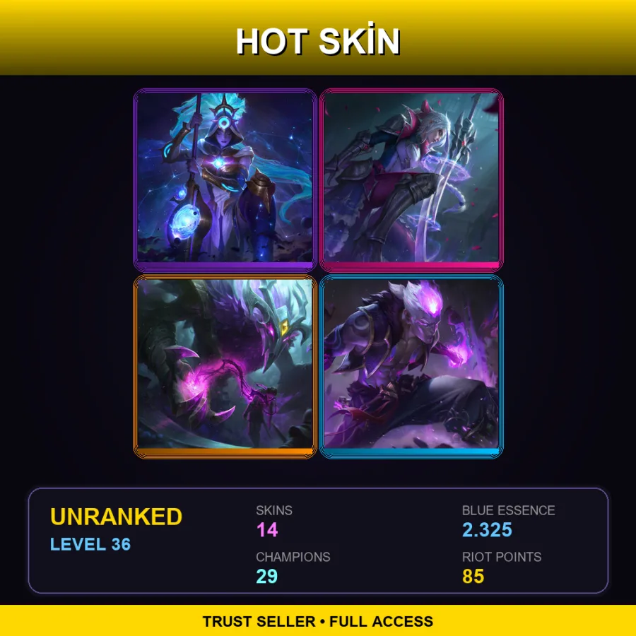 EUW | Cosmic Huntress Nidalee | Battle Queen Diana | Old God Nocturne | Eternal Dragon Brand | 14 Skin | 29 Champ | Lv36