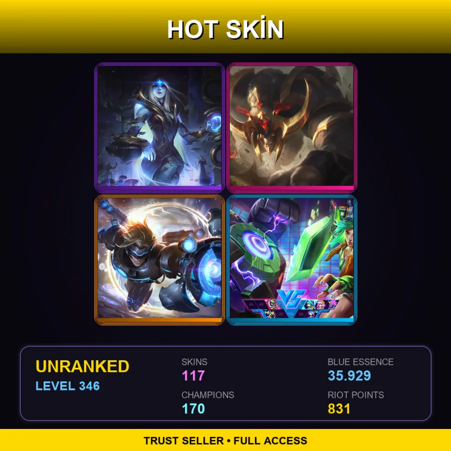 OCE | Lv346 | Unranked | 117 Skin | 170 Champ — LoL account