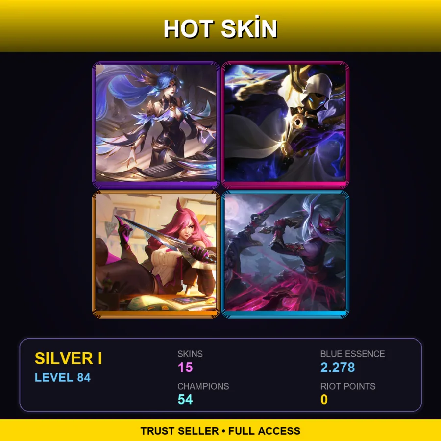 EUNE | Victorious Sona | Cosmic Reaver Kassadin | Battle Academia Katarina | Blood Moon Katarina | 15 Skin | 54 Champ | Silver I | Lv84