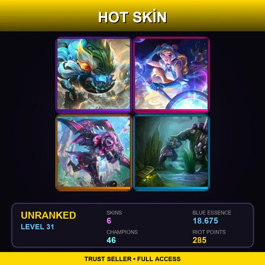 EUW | Lv31 | Unranked | 6 Skin | 46 Champ — Coral Reef Malphite