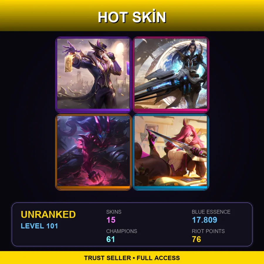 EUNE | Lv101 | Unranked | 15 Skin | 61 Champ — LoL account
