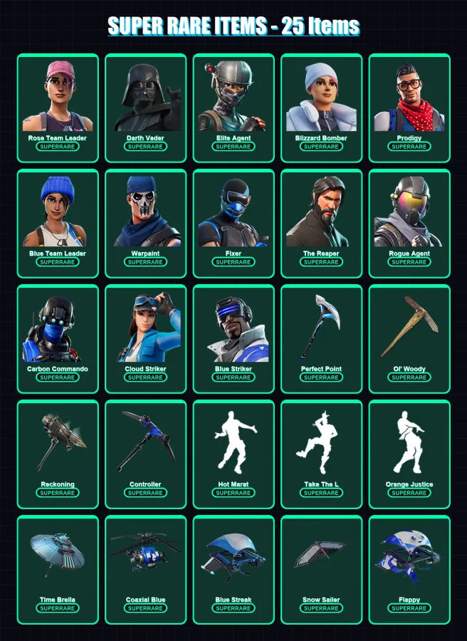 [PS4/PS5/XBOX/PC] | Rose Team Leader | Darth Vader | Elite Agent | 156 skin | Lv2084 — Fortnite account