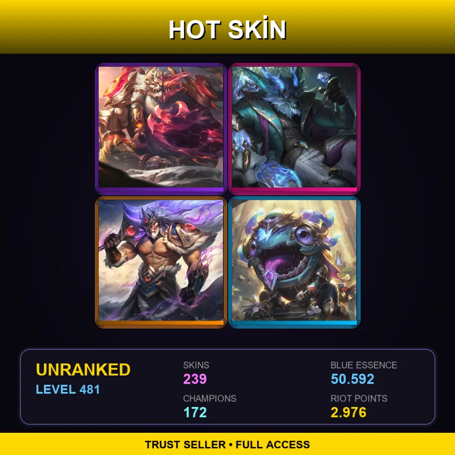 EUNE | Lv481 | Unranked | 239 Skin | 172 Champ — Worldbreaker Maokai