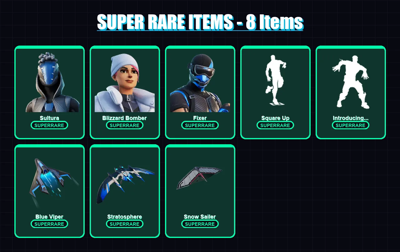 [PC] | Sultura | Blizzard Bomber | Fixer | The Ageless | Renzo the Destroyer | 71 skin | 89 pickaxe | 116 emote | 71 glider | Lv1088