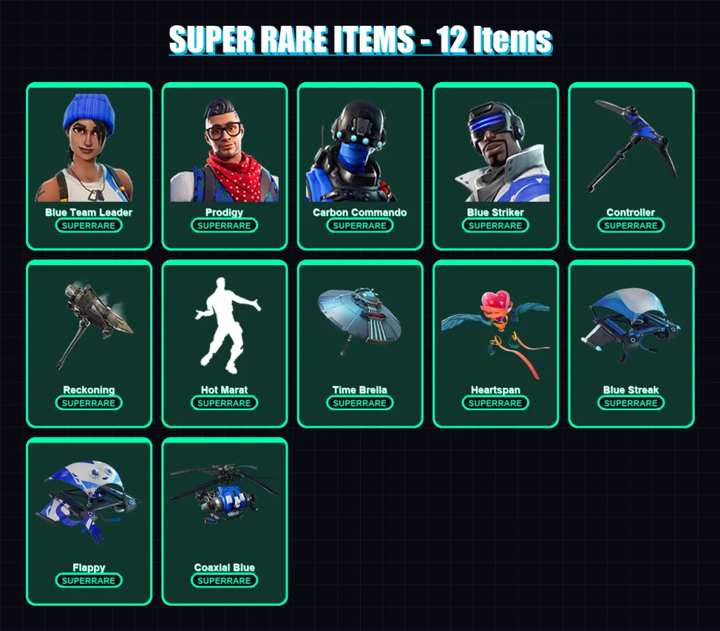 [PS4/PS5/XBOX/PC] | Blue Team Leader | Prodigy | Carbon Commando | Blue Striker | Lynx | 24 skin | 65 pickaxe | 47 emote | 80 glider | Lv1113 — Fortnite account