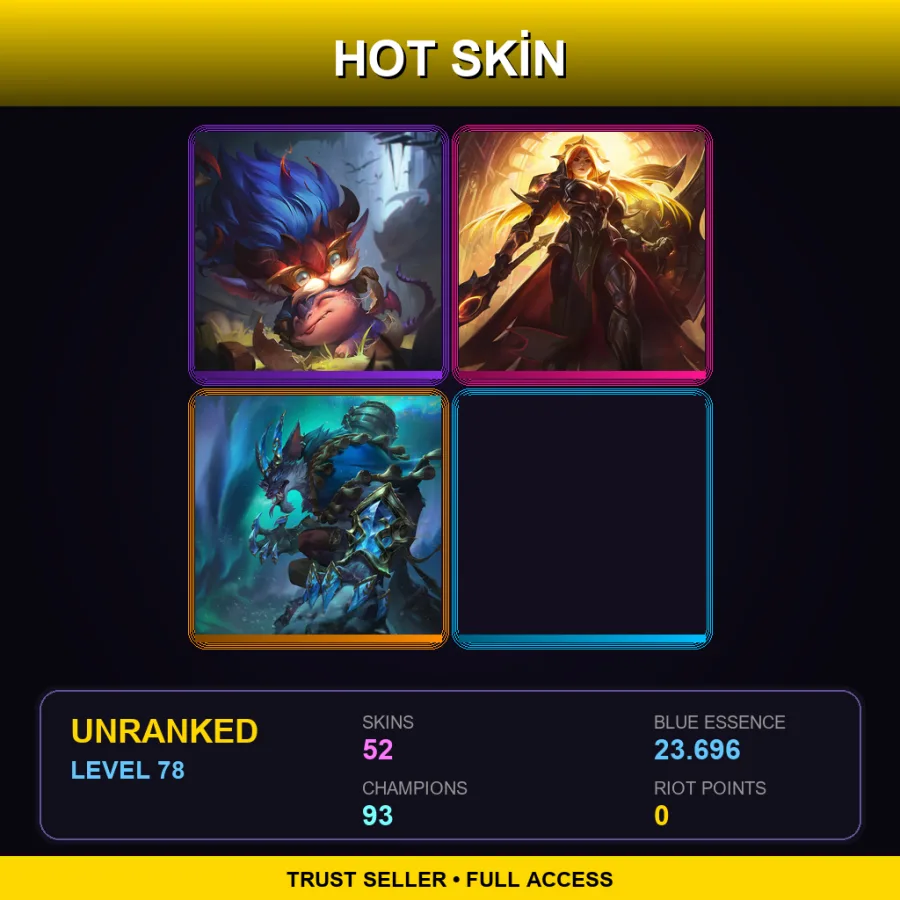 LAN | Lv78 | Unranked | 52 Skin | 93 Champ