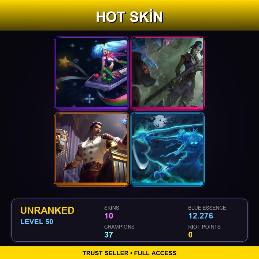 EUW | Lv50 | Unranked | 10 Skin | 37 Champ
