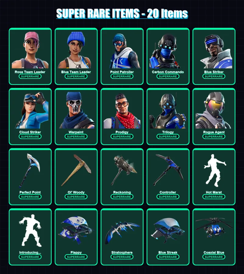 [PC/XBOX] | Rose Team Leader | Blue Team Leader | Point Patroller | 77 skin | Lv1067 — Fortnite account