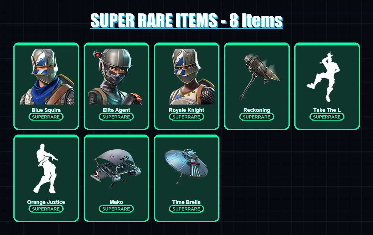 [PS4/PS5/XBOX/PC] | Blue Squire | Elite Agent | Royale Knight | Era | Mizuki | 47 skin | 49 pickaxe | 50 emote | 63 glider | Lv837