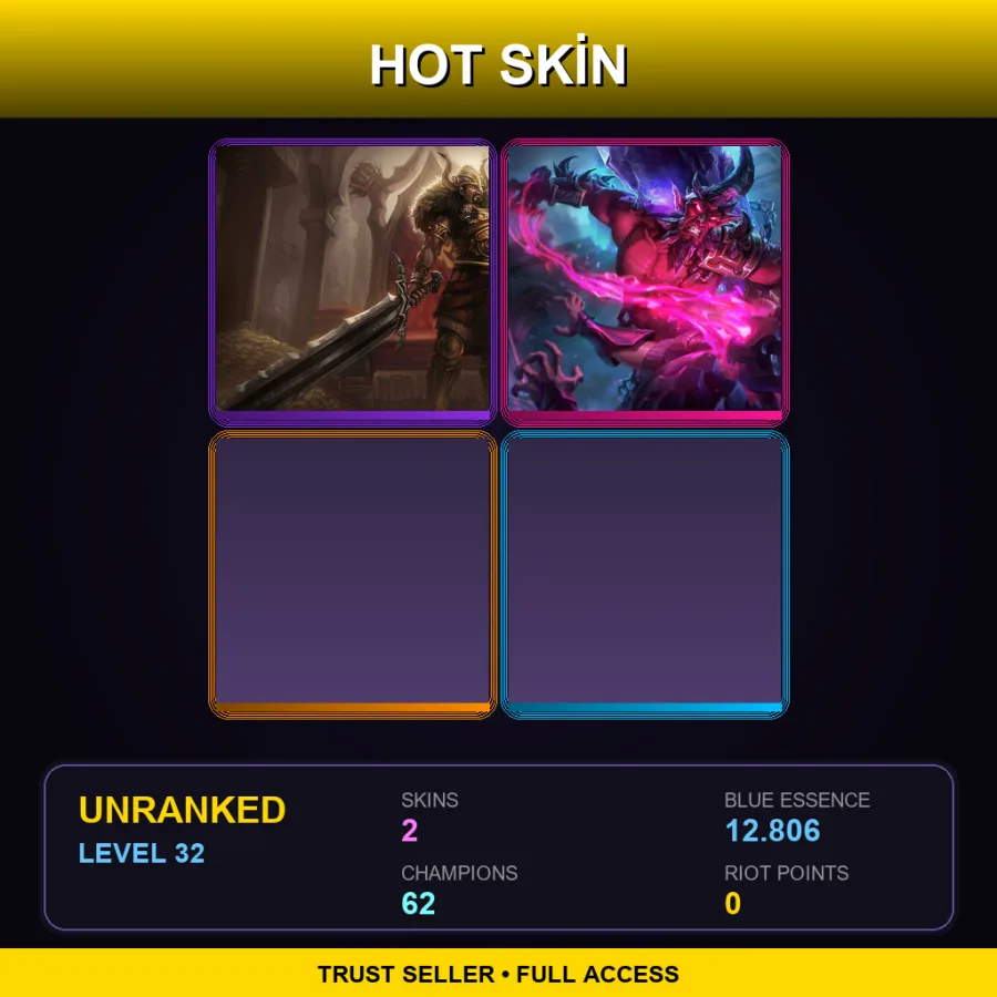 LAN | Lv32 | Unranked | 2 Skin | 62 Champ