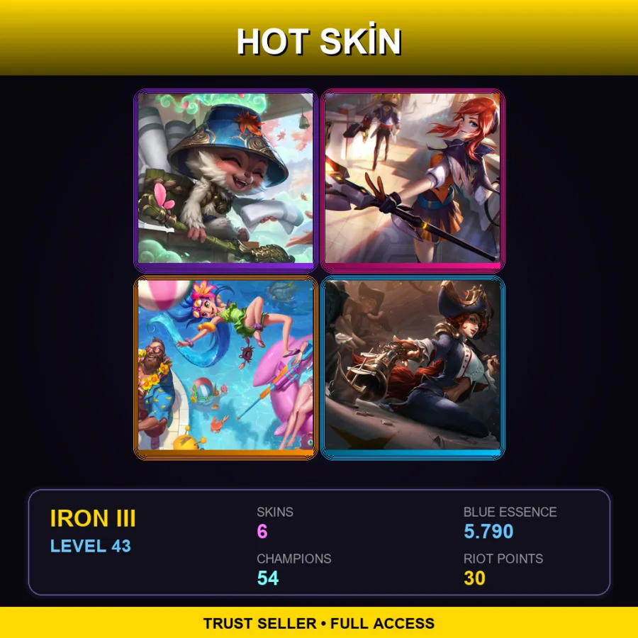 BR | Lv43 | Iron III | 6 Skin | 54 Champ — Iron League of Legends
