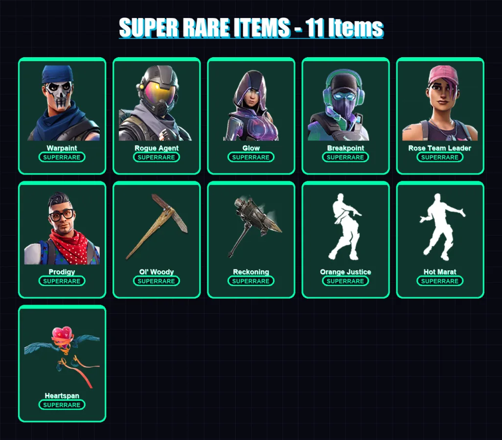 [PS4/PS5/XBOX/PC] | Warpaint | Rogue Agent | Glow | Breakpoint | Rose Team Leader | 78 skin | 53 pickaxe | 110 emote | 53 glider | Lv676
