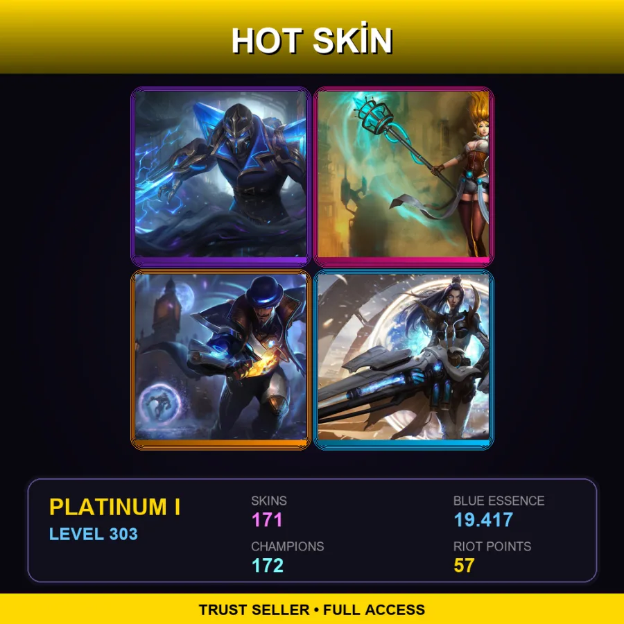 VN | Lv303 | Platinum I | 171 Skin | 172 Champ