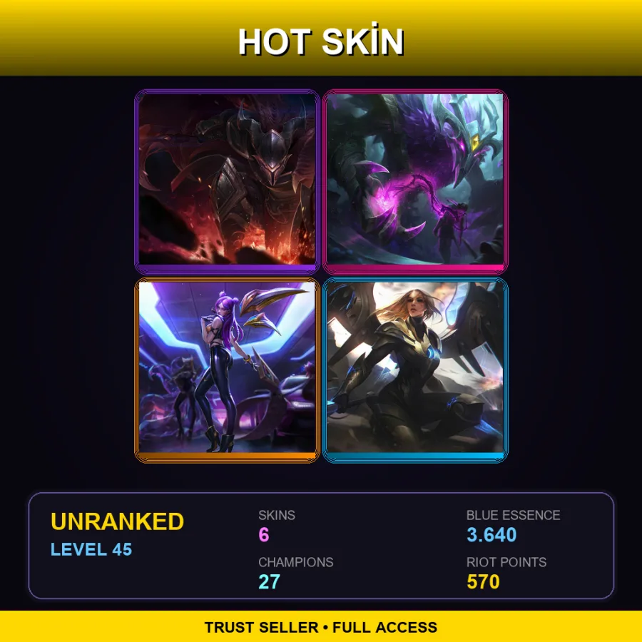 EUW | Lv45 | Unranked | 6 Skin | 27 Champ