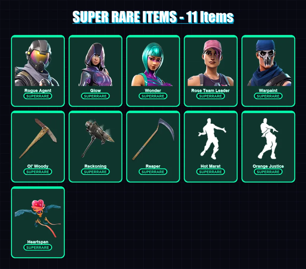 [PC/XBOX/PSN] | Rogue Agent | Glow | Wonder | Rose Team Leader | Warpaint | 133 skin | 105 pickaxe | 143 emote | 103 glider | Lv1645 — Fortnite account