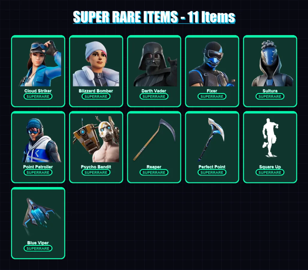 [PC/XBOX] | Cloud Striker | Blizzard Bomber | Darth Vader | Fixer | Sultura | 180 skin | 265 pickaxe | 198 emote | 198 glider | Lv4654