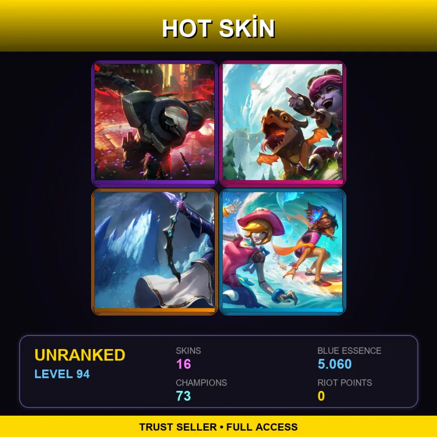 SG | Lv94 | Unranked | 16 Skin | 73 Champ — Pool Party Taliyah