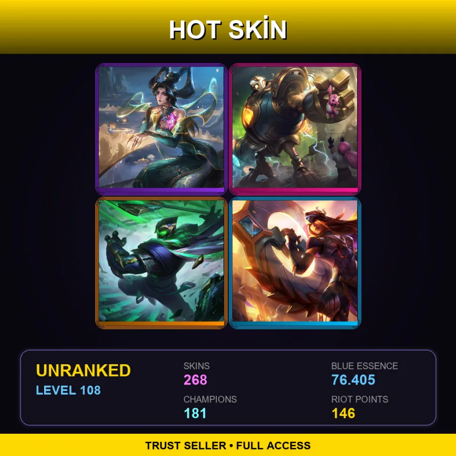 VN | Lv108 | Unranked | 268 Skin | 181 Champ