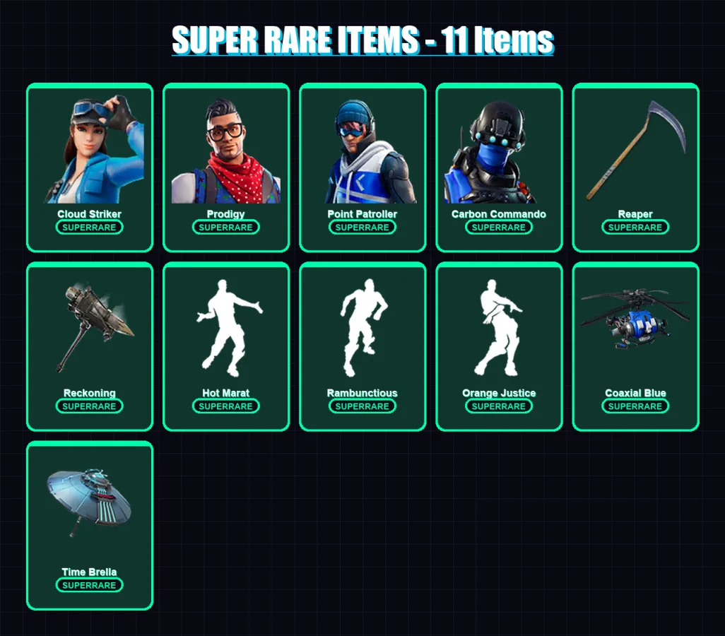 [PS4/PS5/XBOX/PC] | Cloud Striker | Prodigy | Point Patroller | Carbon Commando | Peter Griffin | 60 skin | 80 pickaxe | 89 emote | 79 glider | Lv11