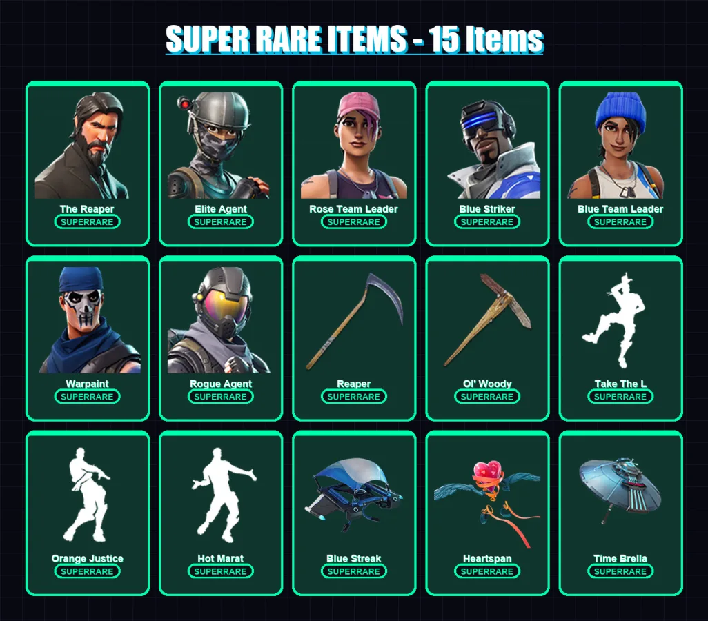 [PS4/PS5/XBOX/PC] | The Reaper | Omega | Drift | Elite Agent | Rose Team Leader | 45 skin | 79 pickaxe | 93 emote | 89 glider | Lv1351