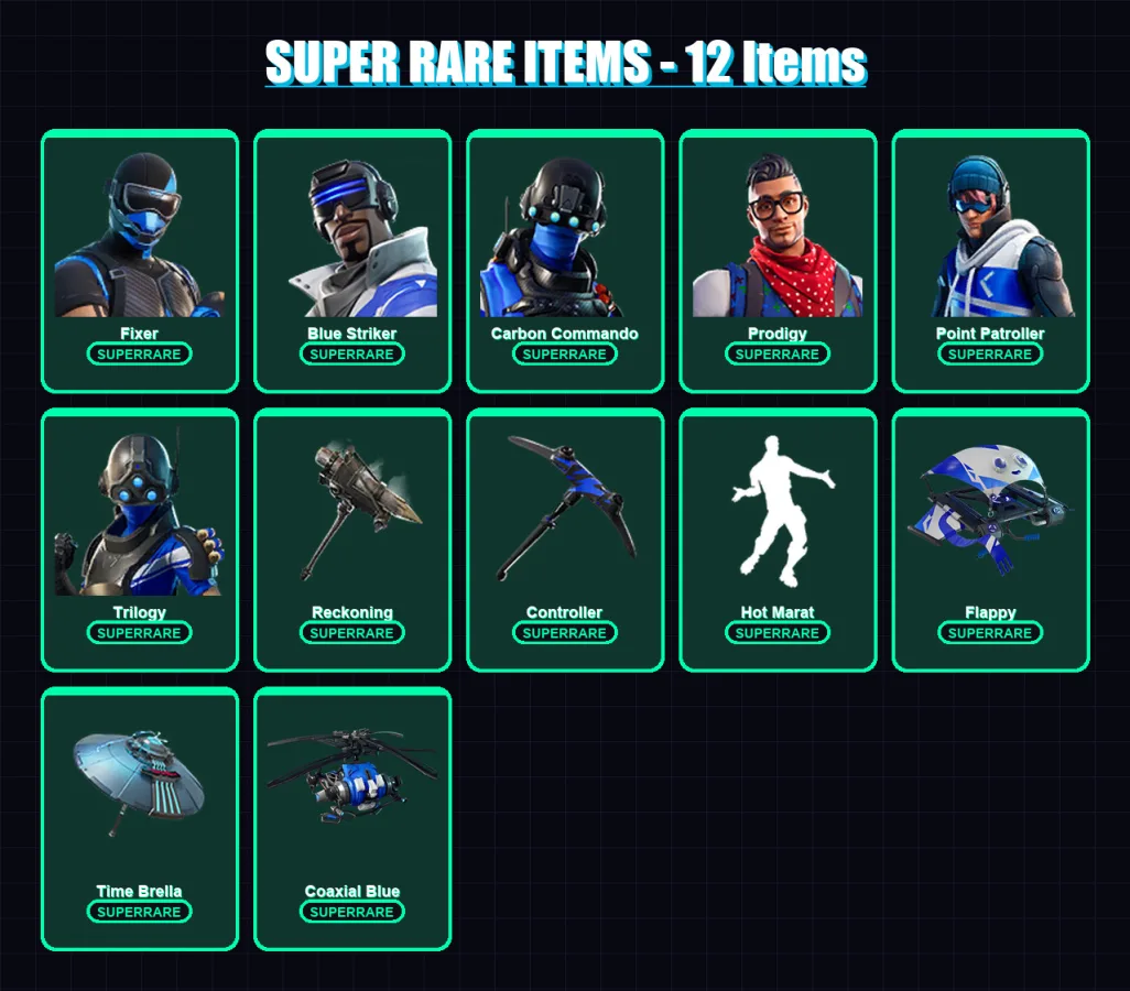 [PC/XBOX/PSN] | Fixer | Blue Striker | Carbon Commando | Prodigy | Point Patroller | 71 skin | 82 pickaxe | 65 emote | 71 glider | Lv1007 — Fortnite account