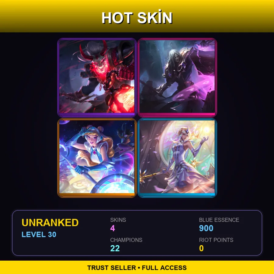 LAS | Lv30 | Unranked | 4 Skin | 22 Champ — LoL account