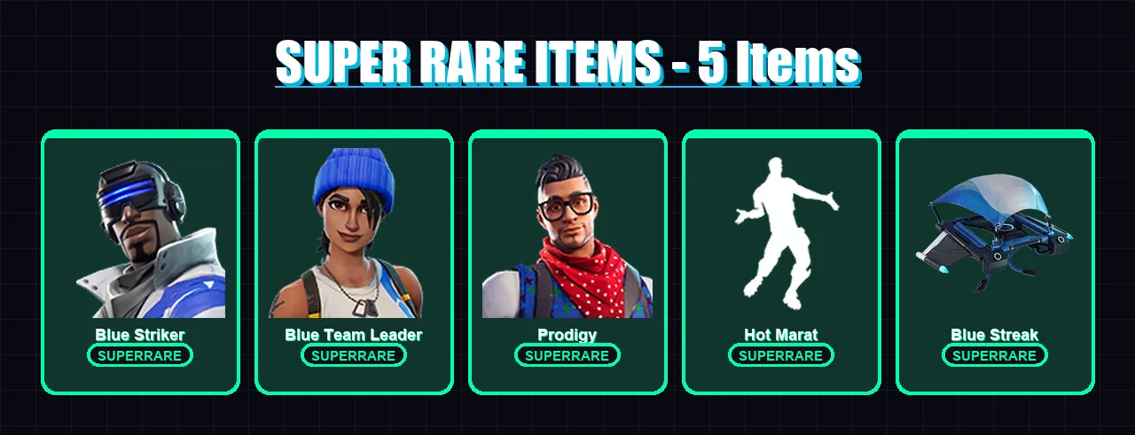 [PS4/PS5/XBOX/PC] | Blue Striker | Blue Team Leader | Prodigy | The Foundation | Snap | 33 skin | 53 pickaxe | 56 emote | 65 glider | Lv1047