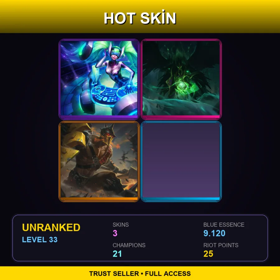 TR | Lv33 | Unranked | 3 Skin | 21 Champ — Ruthless Pantheon