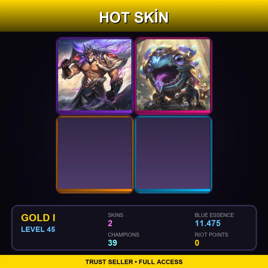 OCE | Lv45 | Gold I | 2 Skin | 39 Champ