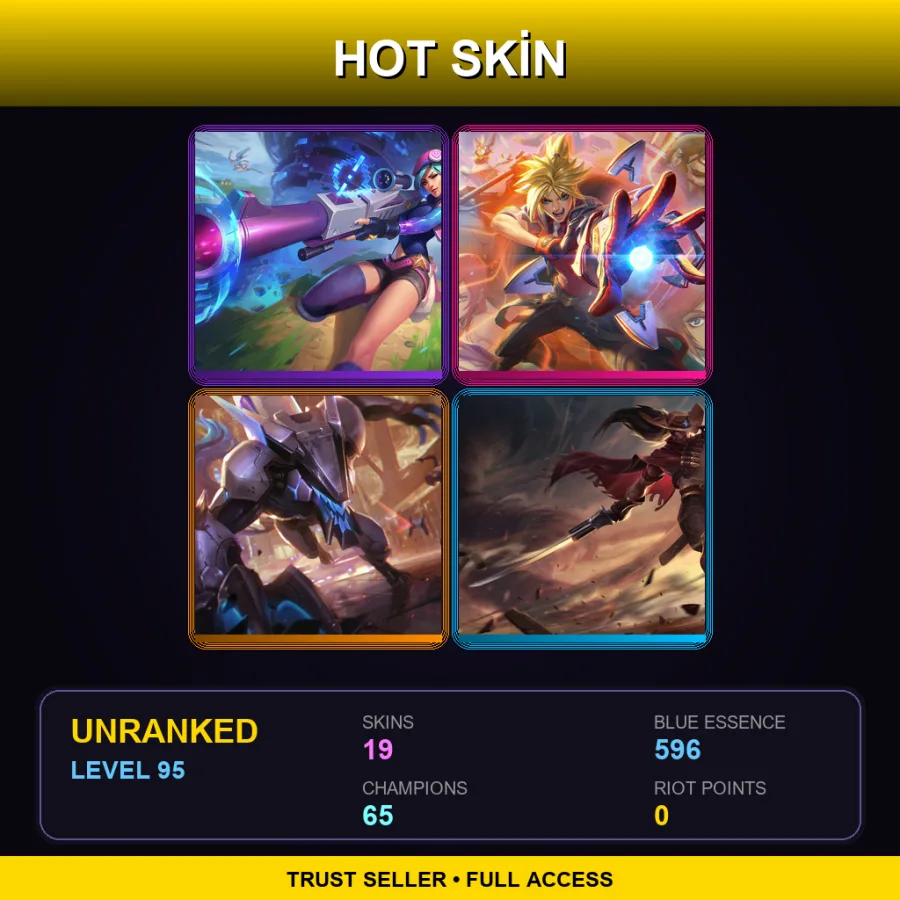 EUW | Lv95 | Unranked | 19 Skin | 65 Champ — LoL account