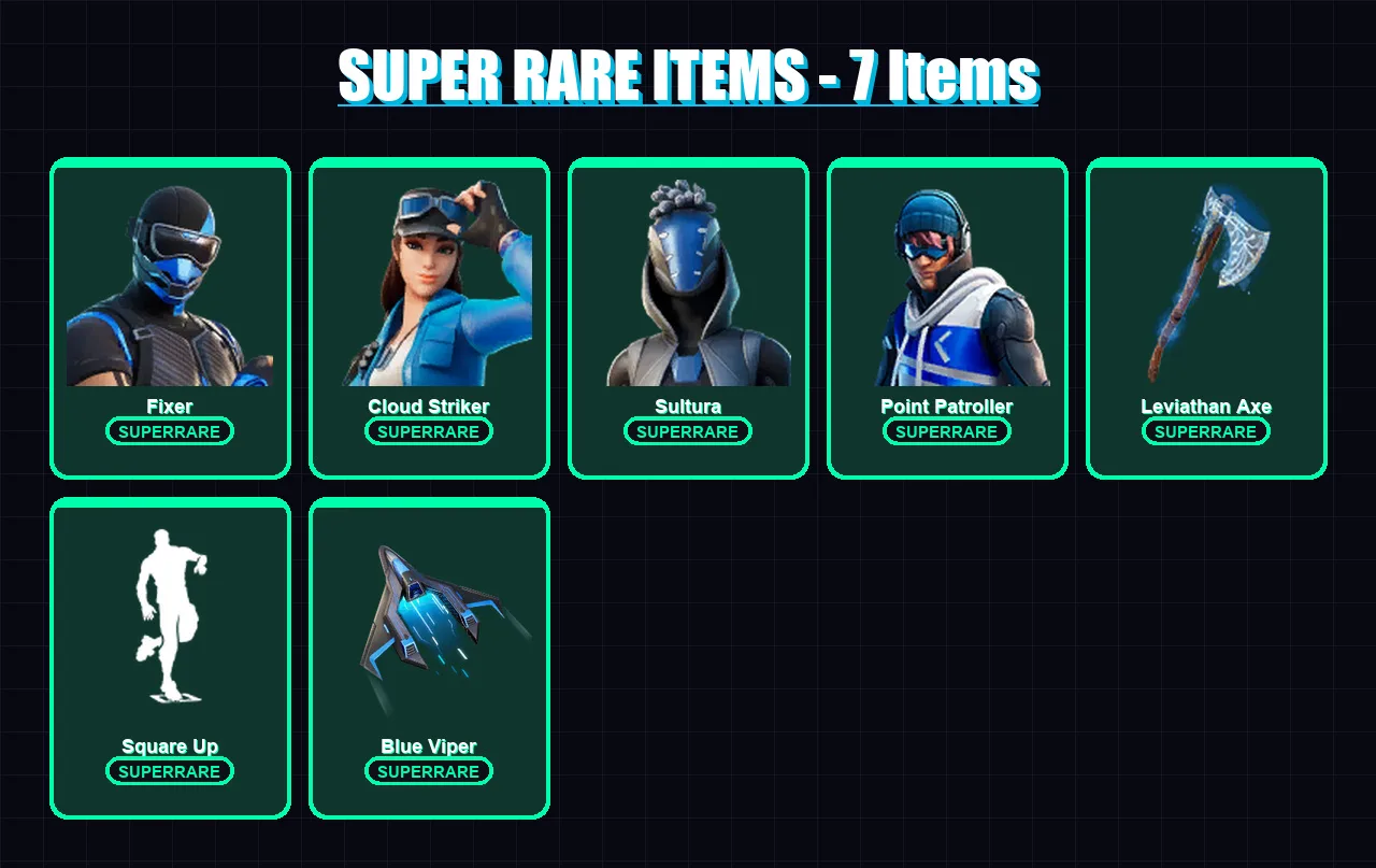 [PS4/PS5/XBOX/PC] | Fixer | Cloud Striker | Sultura | Point Patroller | Snap | 31 skin | 53 pickaxe | 40 emote | 43 glider | Lv641 — Fortnite account