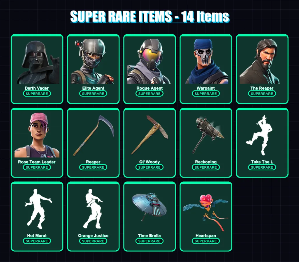 [PC/PSN] | Darth Vader | Elite Agent | Rogue Agent | Warpaint | The Reaper | 315 skin | 307 pickaxe | 221 emote | 242 glider | Lv3087