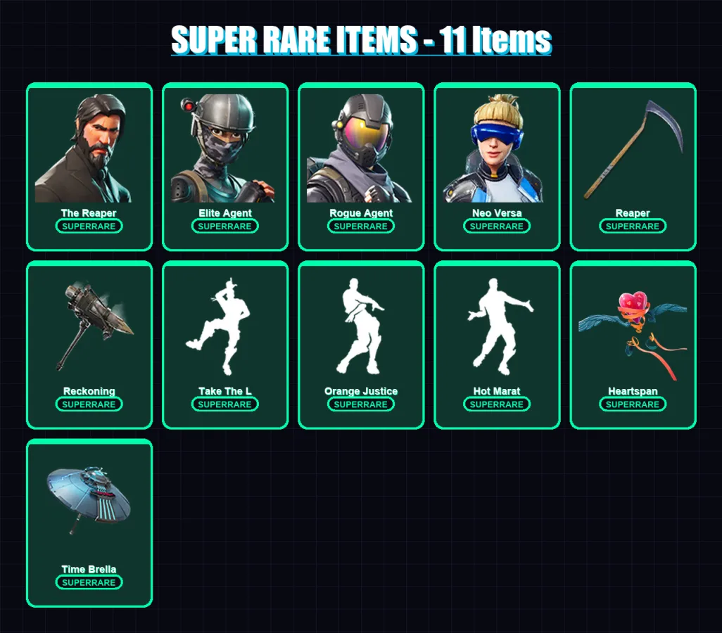 [PS4/PS5/XBOX/PC] | The Reaper | Omega | Elite Agent | Midas | Rogue Agent | 175 skin | 180 pickaxe | 161 emote | 147 glider | Lv2535
