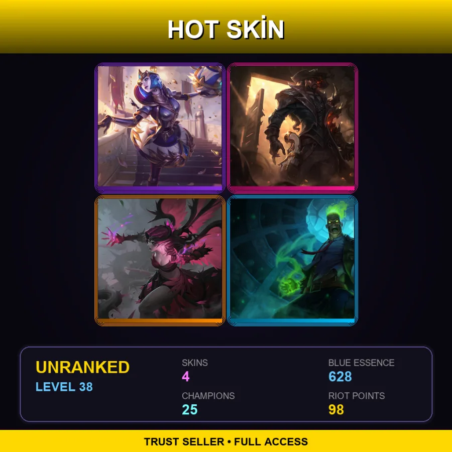 TR | Victorious Orianna | High Noon Lucian | Blackthorn Morgana | Zombie Brand | 4 Skin | 25 Champ | Lv38