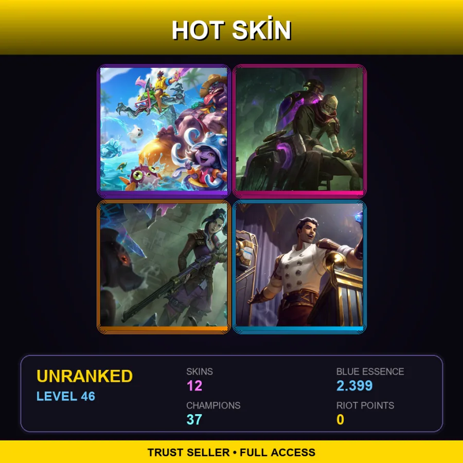 LAN | Lv46 | Unranked | 12 Skin | 37 Champ — LoL account