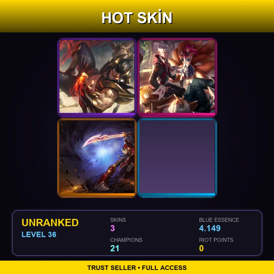 NA | Lv36 | Unranked | 3 Skin | 21 Champ