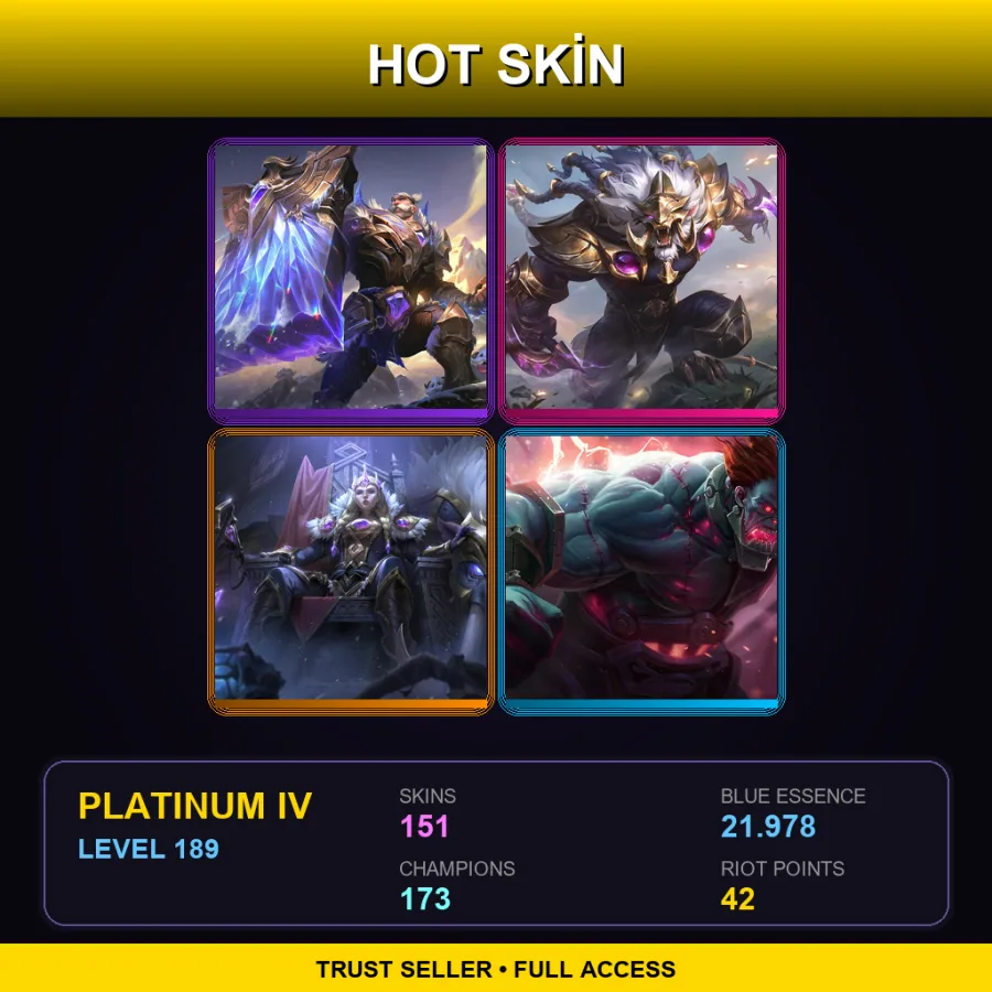 SG | Lv189 | Platinum IV | 151 Skin | 173 Champ