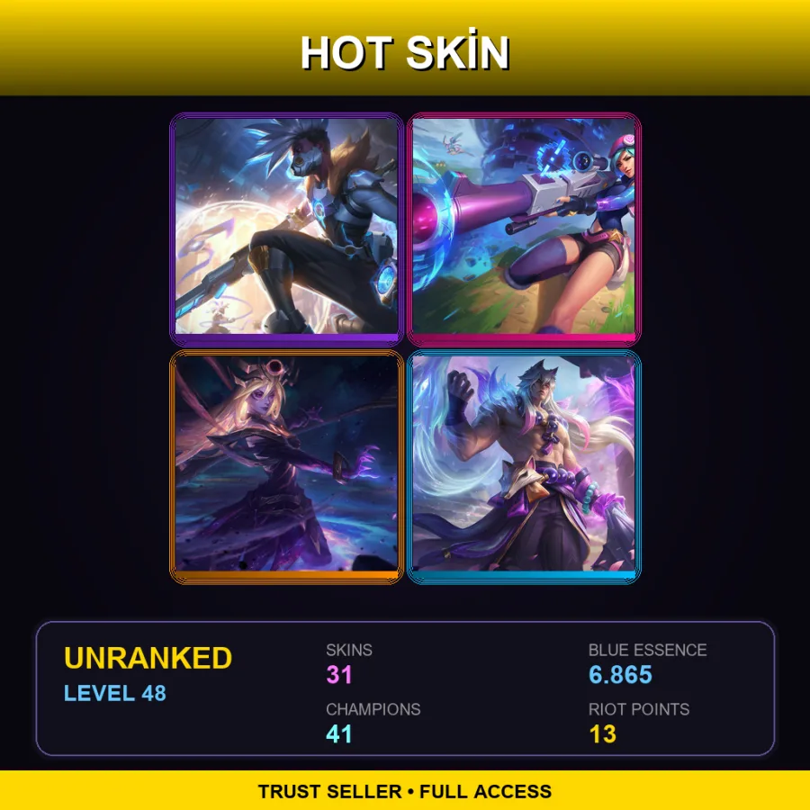 SG | Lv48 | Unranked | 31 Skin | 41 Champ — Unranked / Smurf League of Legends