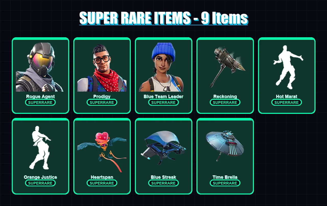 [PS4/PS5/XBOX/PC] | Rogue Agent | Prodigy | Blue Team Leader | Hybrid | Fallen Love Ranger | 97 skin | 147 pickaxe | 97 emote | 115 glider | Lv1684
