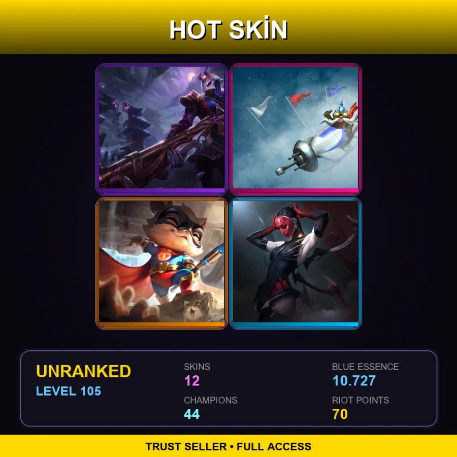 EUW | Lv105 | Unranked | 12 Skin | 44 Champ