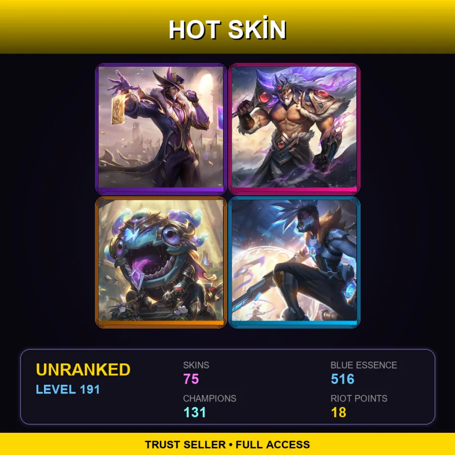 EUNE | Lv191 | Unranked | 75 Skin | 131 Champ