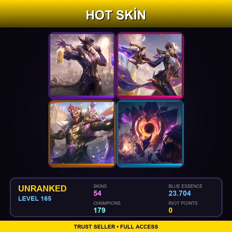 EUNE | Lv165 | Unranked | 54 Skin | 179 Champ — LoL account