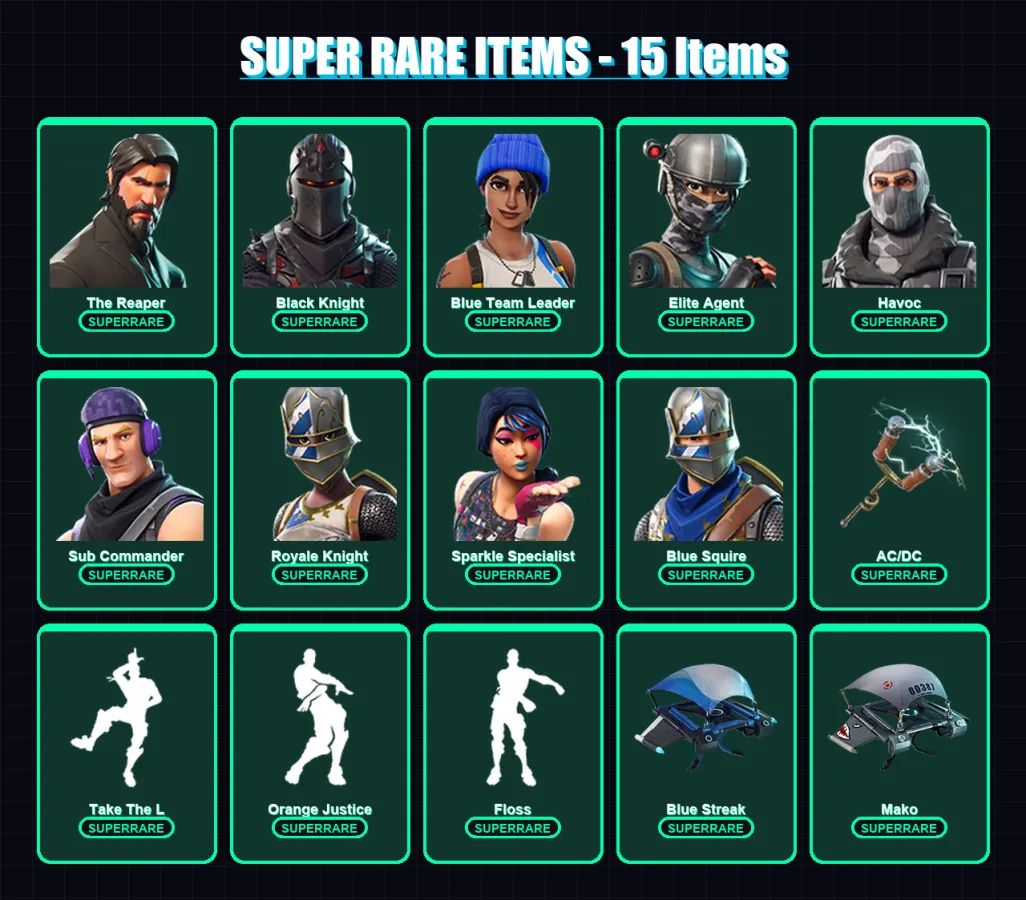 [PC/XBOX] | The Reaper | Black Knight | Blue Team Leader | Elite Agent | Havoc | 27 skin | 17 pickaxe | 19 emote | 19 glider | Lv254