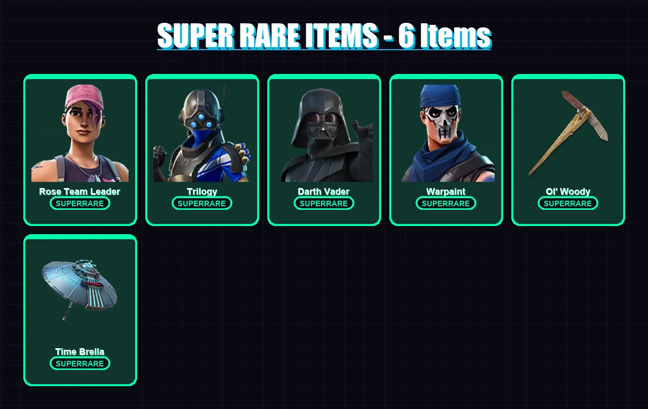 [PS4/PS5/XBOX/PC] | Rose Team Leader | Trilogy | Darth Vader | Warpaint | Son Goku | 146 skin | 141 pickaxe | 137 emote | 115 glider | Lv1953