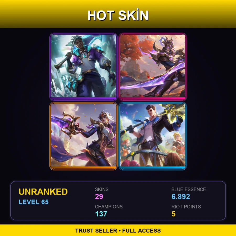 VN | Lv65 | Unranked | 29 Skin | 137 Champ