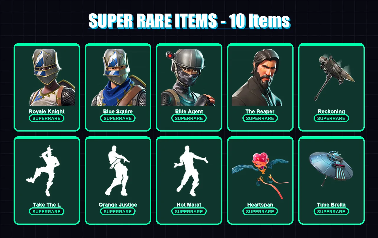 [SWITCH/PC] | Royale Knight | Blue Squire | Elite Agent | The Reaper | Calamity | 70 skin | 52 pickaxe | 65 emote | 71 glider | Lv1002